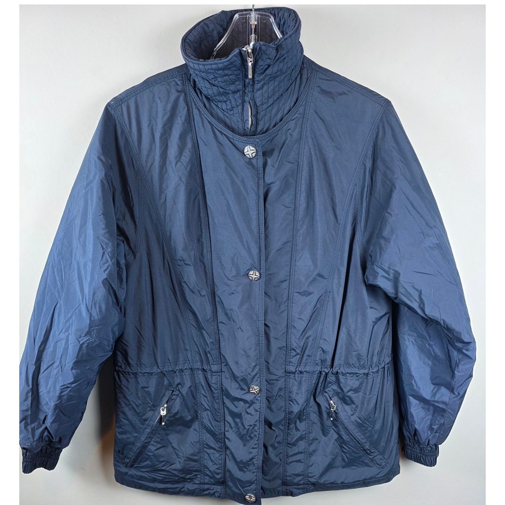 Polar Edge Navy‎ Blue Lightweight Zip Up Jacket Womens S Snowflake Detail